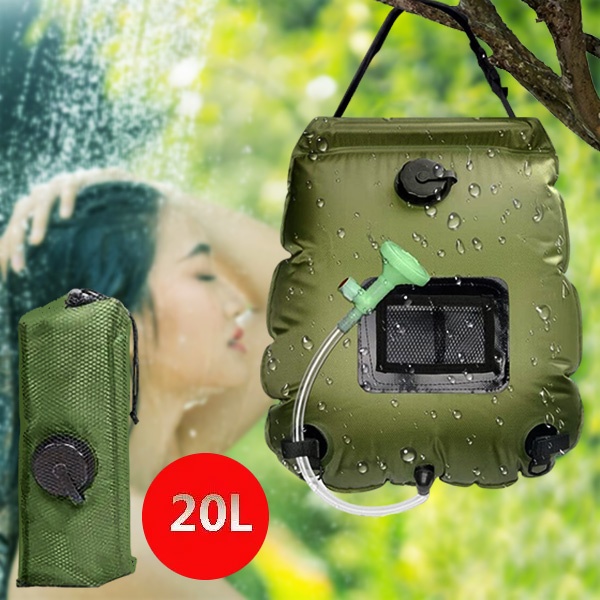 Saulės energijos stovyklavimo dušas su įmontuotu termometru (20L) | SHOWDY