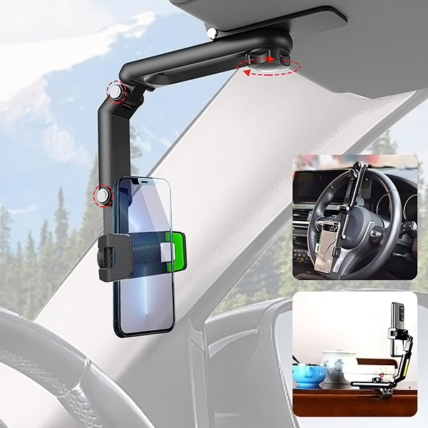 Ištraukiamas automobilinis telefono laikiklis - 360° pasukimas, neslystantis | VISORDOCK