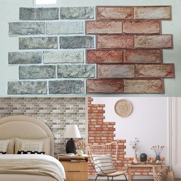 Lipnūs tapetai – oranžinė plyta (10 vnt/0,9 m²) | NYBRICK