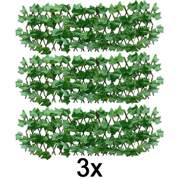 3x Išplečiamas gebenės tvoros skydas – 30×180 cm, atsparus UV, be įrankių | GREENFENCE