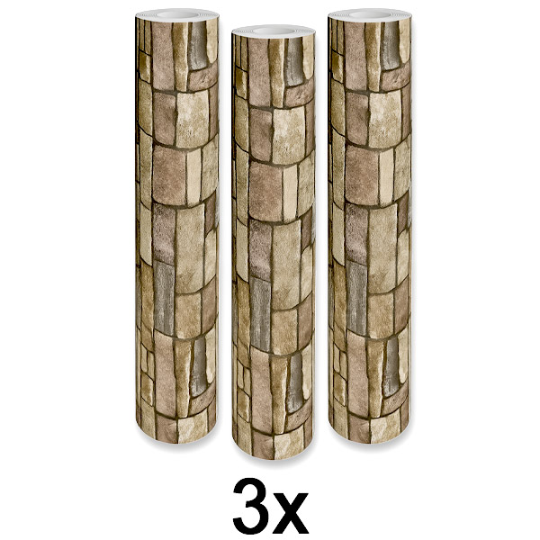 3x Lipni 3D plytų rašto sienų plokštė | WALLCORWRAP