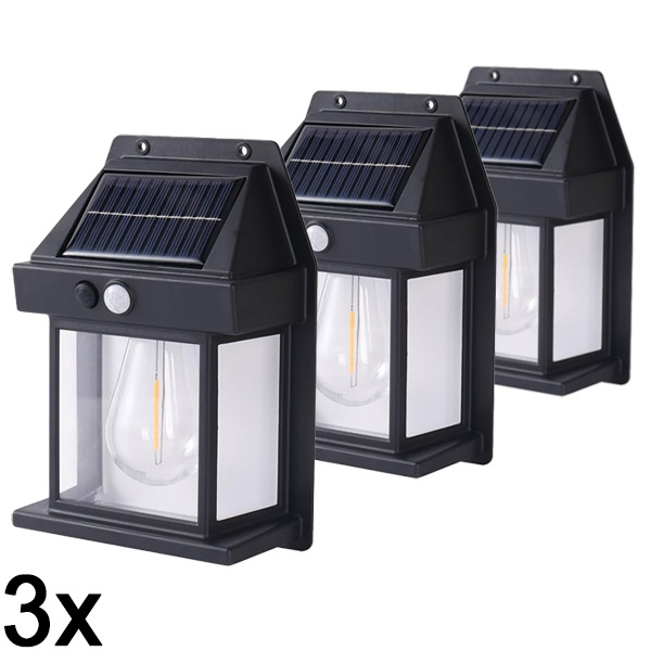 3x Saulės energija maitinama lauko lempa – nereikia laidų | FLUXLAMP
