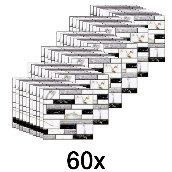 6x 3D marmuro išvaizdos sienų lipdukai (10 vnt./0,9 m²) | MARBLEBLOCKS