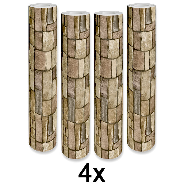 4x Lipni 3D plytų rašto sienų plokštė | WALLCORWRAP