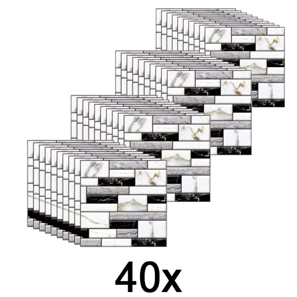 4x 3D marmuro išvaizdos sienų lipdukai (10 vnt./0,9 m²) | MARBLEBLOCKS