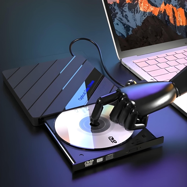 Išorinis DVD diskų įrenginys + 4 prievadų USB šakotuvas su SD kortelių skaitytuvu ir USB-C prievadu | LAPDISC